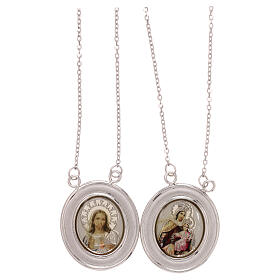 Vatican Scapular in 18 kt white gold with colour images 4.8 gr