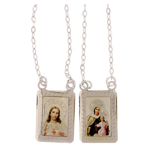 Vatican Scapular in 750/00 white gold with squared color medal 4.6 gr 1