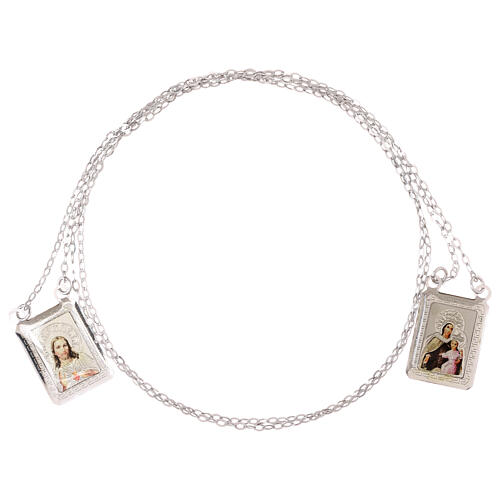 Vatican Scapular in 750/00 white gold with squared color medal 4.6 gr 3
