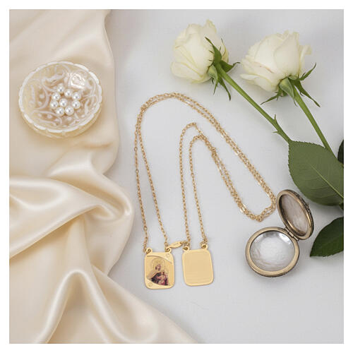 Escapulário ouro amarelo 18K a cores Vaticano 5,2 gr 5