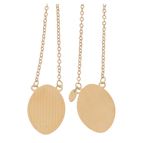 Skapulier aus 750er Gelbgold, farbig emailliert, Kette 70 cm – 4,85 g 5