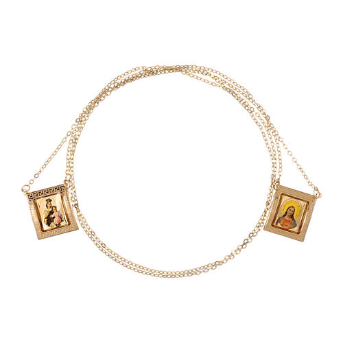 Scapular in 18 kt yellow gold with colour medal and Greek frame 4.4 gr 3
