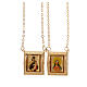 Scapular in 18 kt yellow gold with colour medal and Greek frame 4.4 gr s1