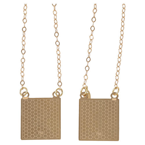 Skapulier aus 750er Gelbgold mit Palladiumlegierung, farbig emailliert, Kette 70 cm – 4,5 g 7