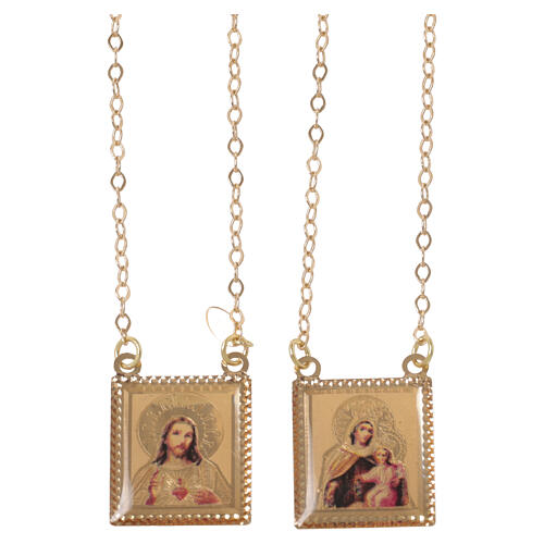 Escapulario oro 750/00 de colores cadena 70 cm 4,5 gr 1