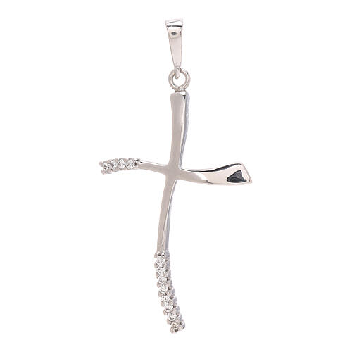 Cross pendant in 750/00 white gold with strass 1