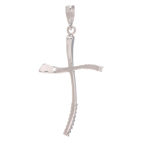 Cross pendant in 750/00 white gold with strass 2