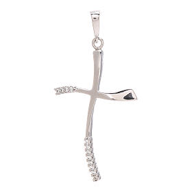 Croce pendente oro bianco 750/00 strass moderna