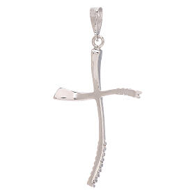 Croce pendente oro bianco 750/00 strass moderna