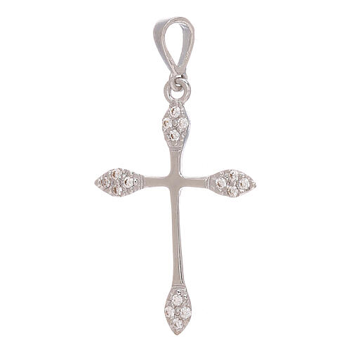Regular cross pendant in white gold with white strass 0.95 gr 1