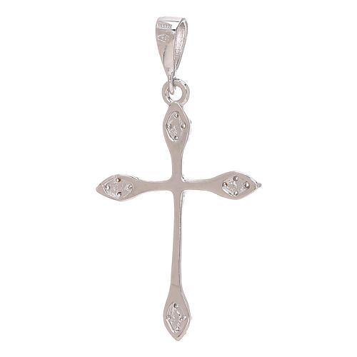Regular cross pendant in white gold with white strass 0.95 gr 2