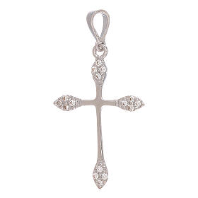 Pendentif croix régulière or blanc strass blancs 0,95 gr