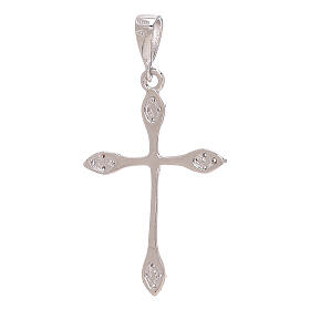 Pendentif croix régulière or blanc strass blancs 0,95 gr