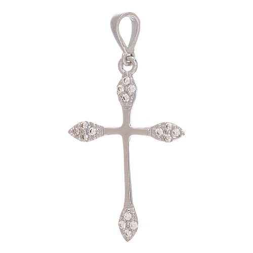 Pendant regular cross white gold white strass 0.95 gr 1