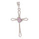 Cut-out cross with red strass heart, white 18K gold s2
