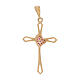 Cross pendant in 750/00 yellow gold with red strass and heart 1.2 gr s2