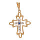 Pingente cruz bicolor strass moldura ouro 18K 1,35 gr s1