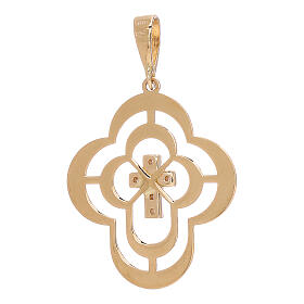 Pendant with concentric crosses and strass in gold 750/00 1.25 gr