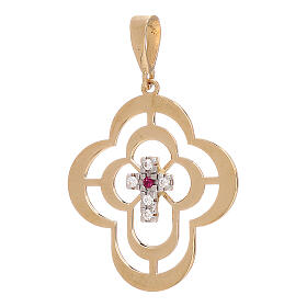 Pendente croci concentriche oro 750/00 strass 1,25 gr