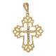 Cross pendant with white strass and perforated frame in 18 kt gold s2