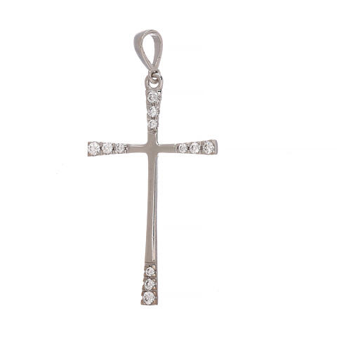 Cross in 750/00 white gold with strass at the ends 1.15 gr 1