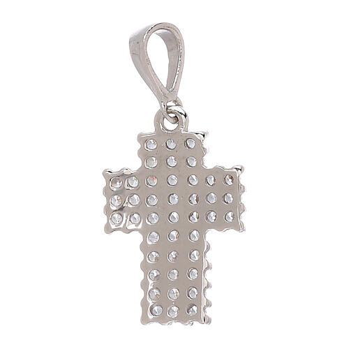 Cross pavé pendant in 18 kt white gold with strass 1.15 gr 2
