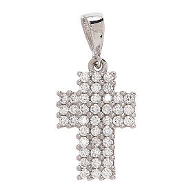 Pendentif croix pavée or blanc 18K strass 1,15 gr