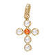 Cross pendant round strass 750/00 yellow gold 0.7 gr s1