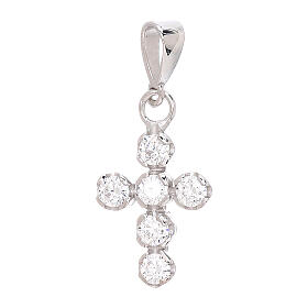 Colgante cruz oro blanco 18 k strass blancos redondos 0,9 gr