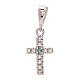 Cross pendant in 750/00 white gold with white and green strass 0.85 gr s1
