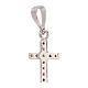 Cross pendant in 750/00 white gold with white and green strass 0.85 gr s2