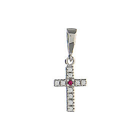 Croix strass blancs rouge or blanc 18K 0,8g