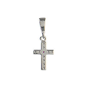 Croix strass blancs rouge or blanc 18K 0,8g