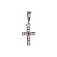 Cross pendant strass white red white gold 18 kt 0.8 gr s1