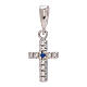 Cross in 750/00 white gold with blue and white strass 0.8 gr s1