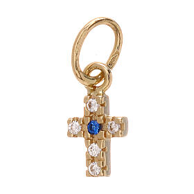 18 kt yellow gold mini cross pendant with strass 0.45 gr