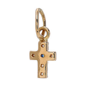 18 kt yellow gold mini cross pendant with strass 0.45 gr