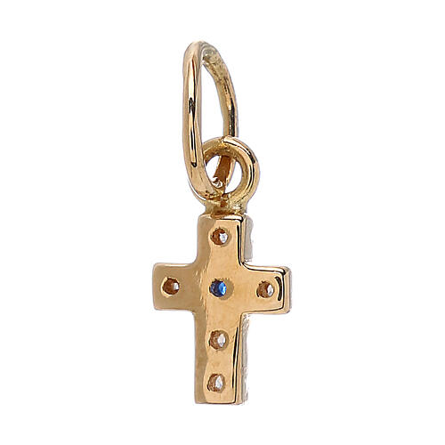 18 kt yellow gold mini cross pendant with strass 0.45 gr 2