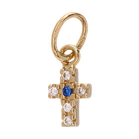 Pendentif mini croix strass or jaune 18K 0,45 gr