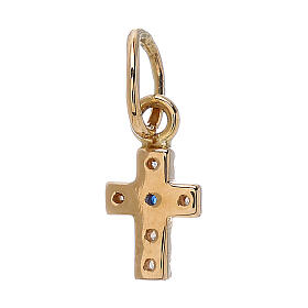 Pendentif mini croix strass or jaune 18K 0,45 gr