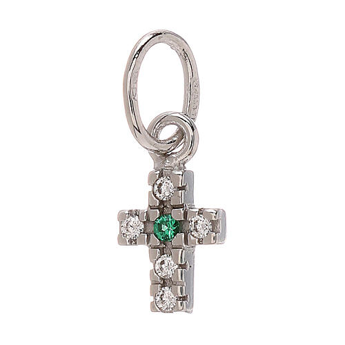 Mini cross pendant in 18 kt white gold with strass 0.45 gr 1