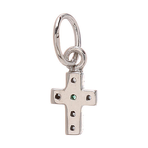 Mini cross pendant in 18 kt white gold with strass 0.45 gr 2
