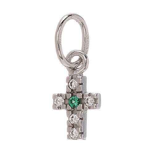 Mini krzyżyk wisiorek, złoto białe 18k cyrkonie, 0,45 g 1