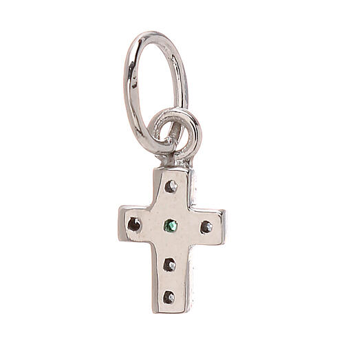 Mini krzyżyk wisiorek, złoto białe 18k cyrkonie, 0,45 g 2