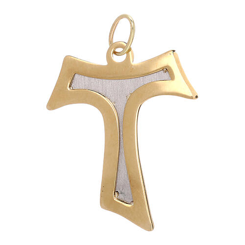 Tau pendant in two-tone gold 750/00 with satin interior 2.15 gr 2