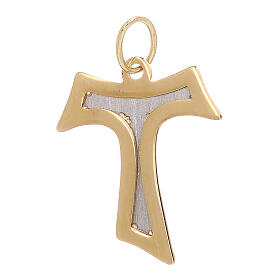 Two-tone Tau pendant in polished satin gold 18 kt 1.3 gr