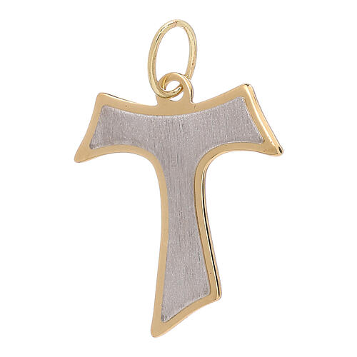 Two-tone Tau pendant in polished satin gold 18 kt 1.3 gr 1
