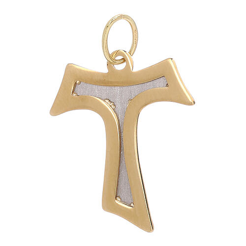 Two-tone Tau pendant in polished satin gold 18 kt 1.3 gr 2