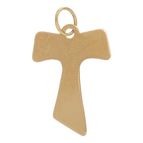 Tau cross with wood effect, 750/00 gold, 1.55 g 2