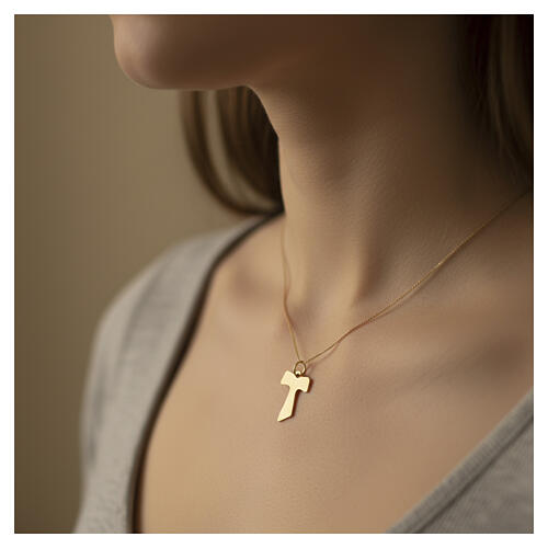 Tau cross yellow gold 750/00 wood effect 1.55 g 2